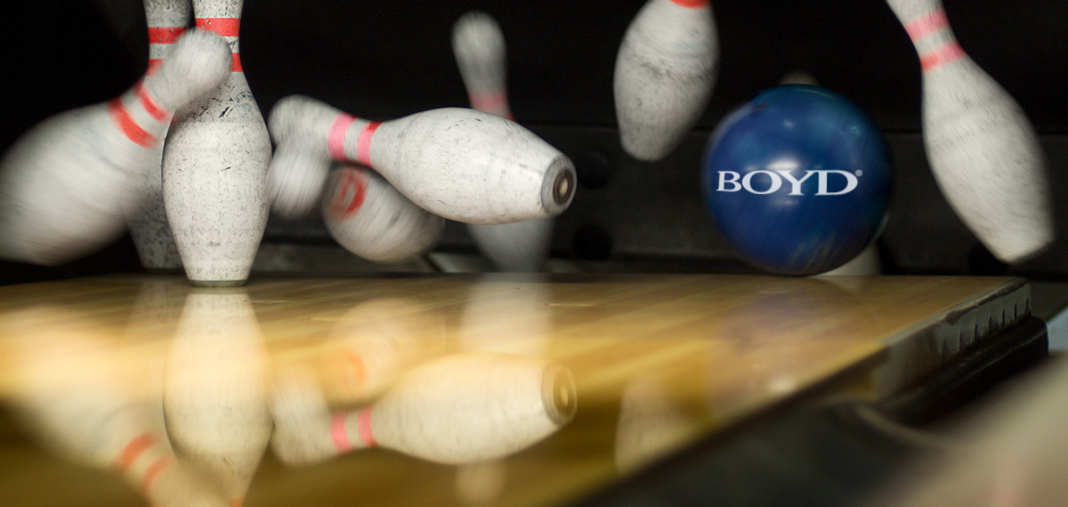bowling a strike with the boyd logo