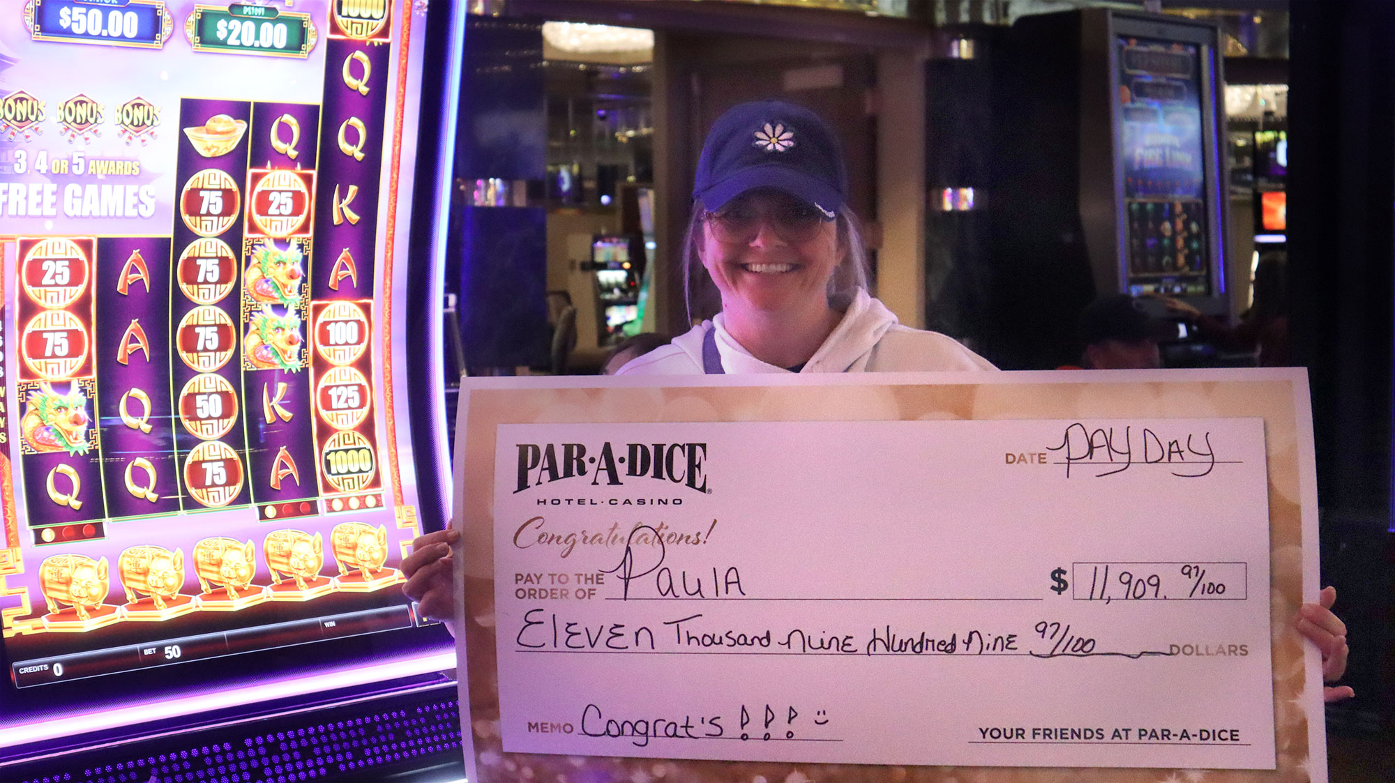 Paula F. Winner at Par-A-Dice Hotel Casino