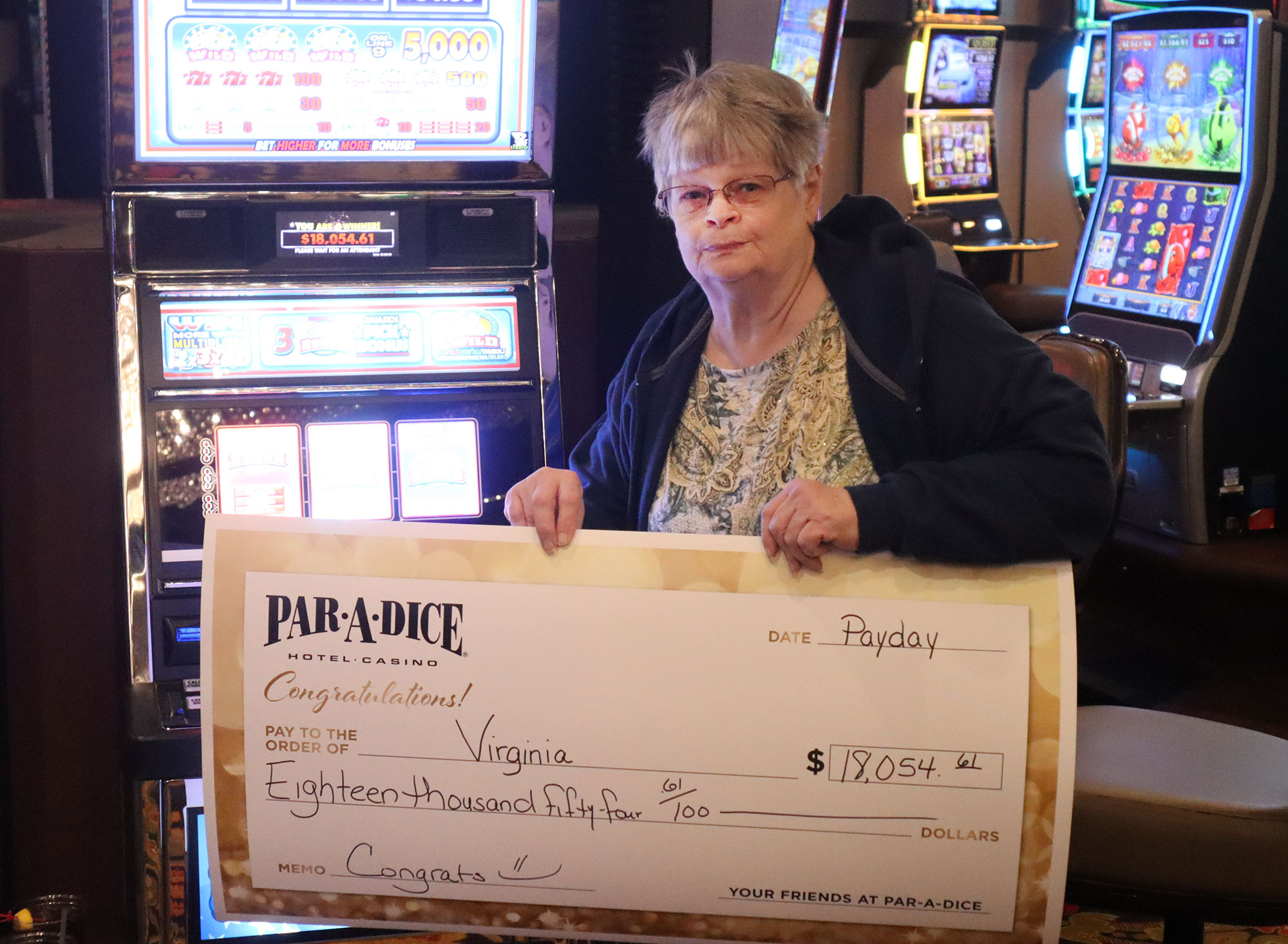 Virginia F. Winner at Par-A-Dice Hotel Casino