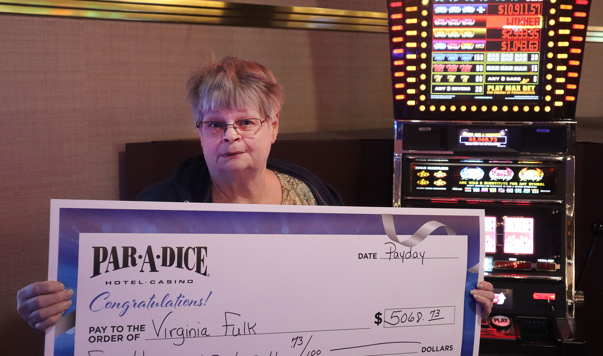 Virginia F. Winner at Par-A-Dice Hotel Casino