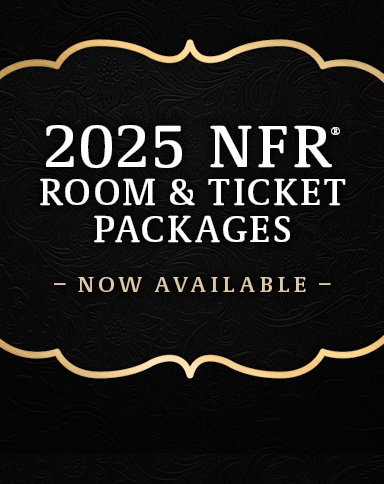 2025 NFR room & ticket packages now available text on dark background