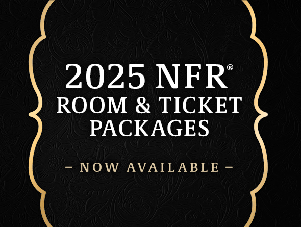 2025 NFR room & ticket packages now available text on dark background