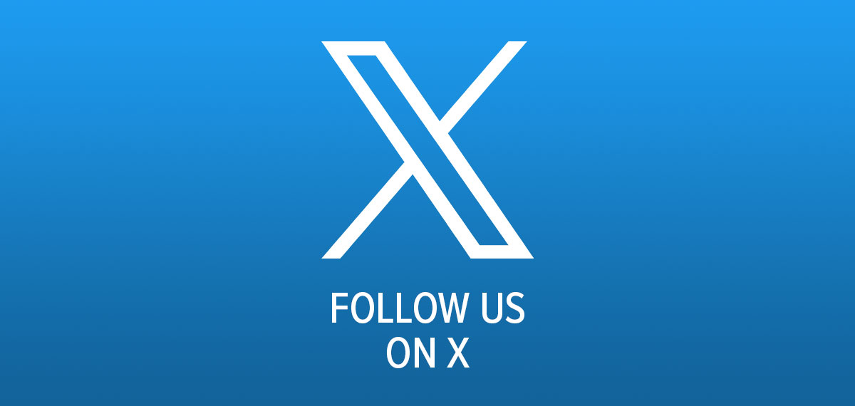follow us on x (formerly twitter) logo and text