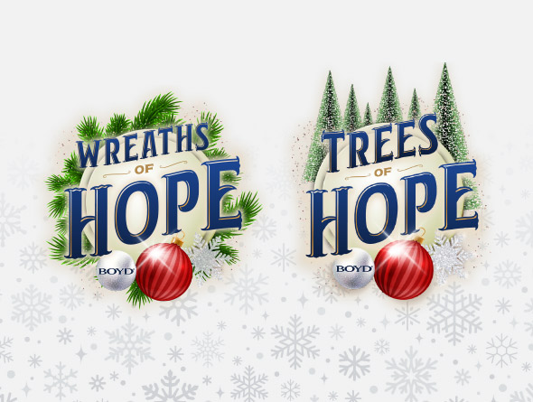 trees and wreaths of hope logos