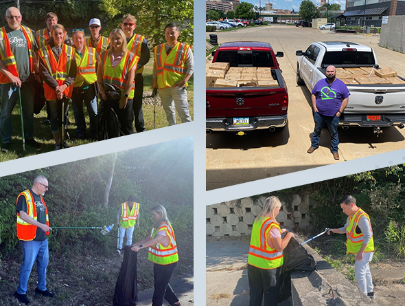 team members helping out charities