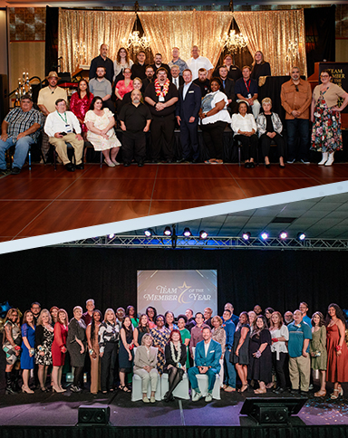 groups of employees at celebration events