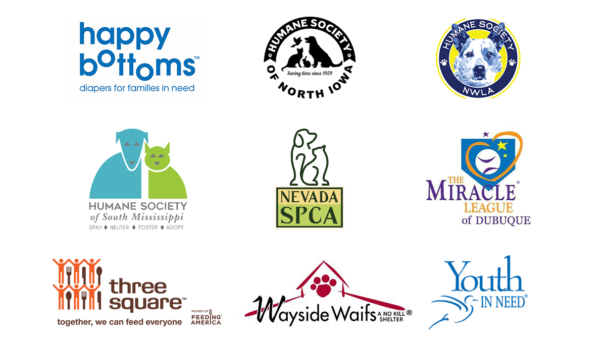 collage of charity logos