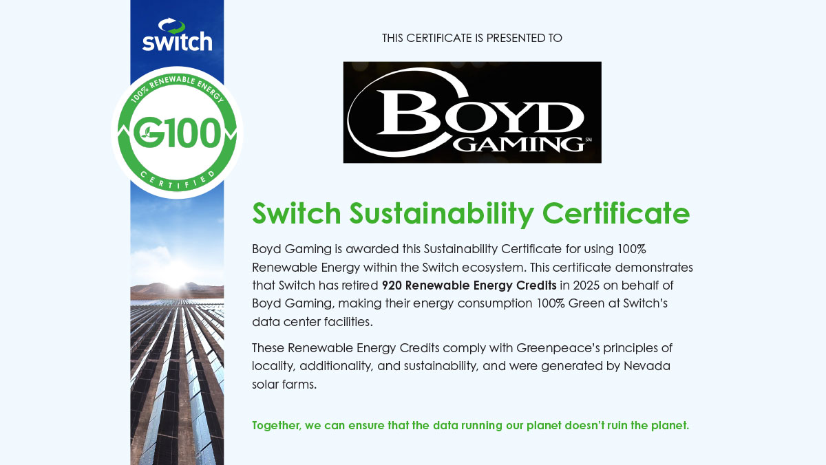 Switch Sustainability Certificate