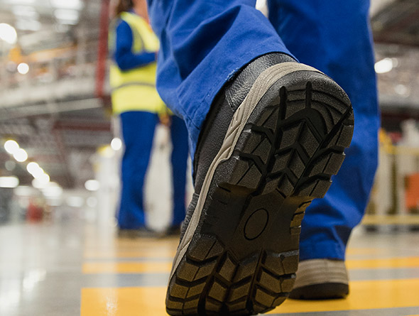 man with work shoes