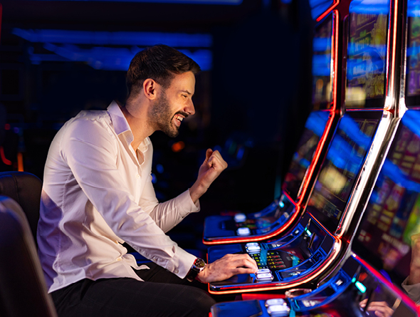 man playing slots