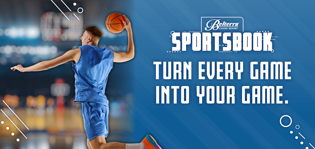 Belterra Sportsbook basketball player about to dunk