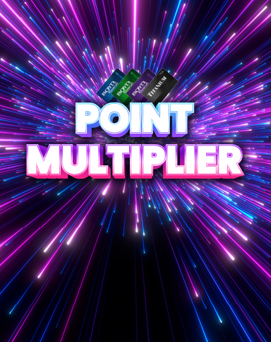 Point Multiplier promotion with Boyd Reward cards and vibrant purple, pink, and blue light streaks.