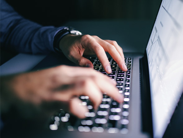Typing on laptop keyboard