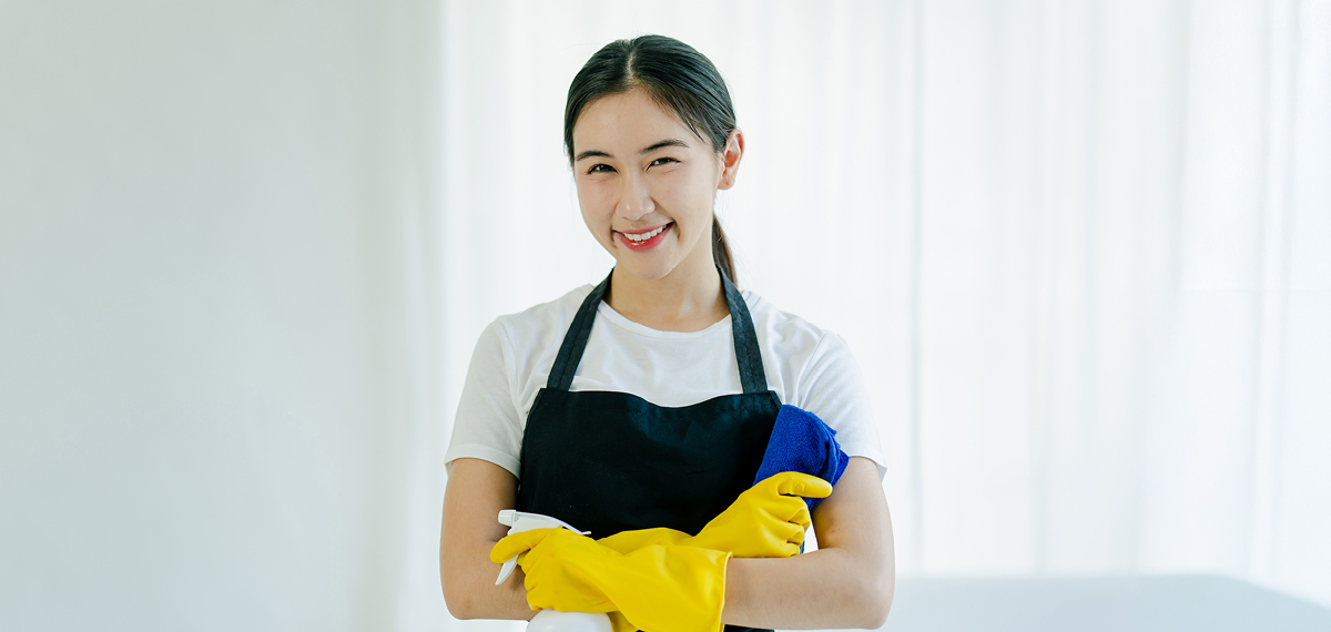 person getting ready to clean