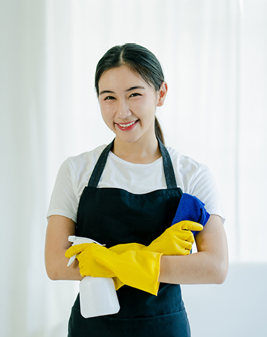 person getting ready to clean