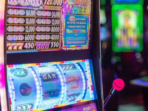 Closeup of a slot machine