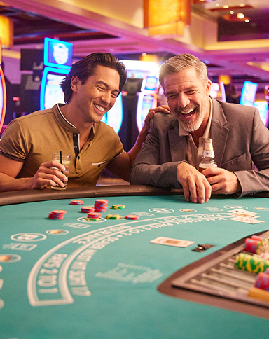 Two men playing a casino table game