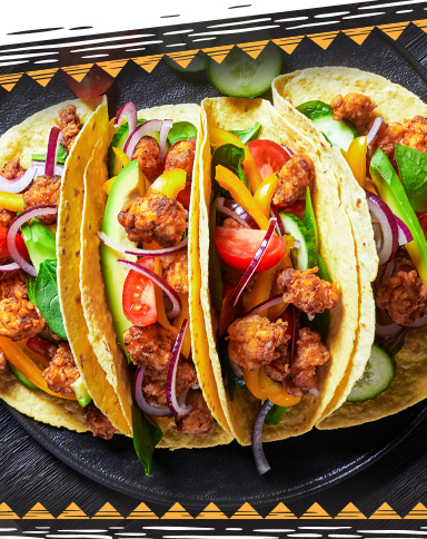 tacos with a yellow and black border