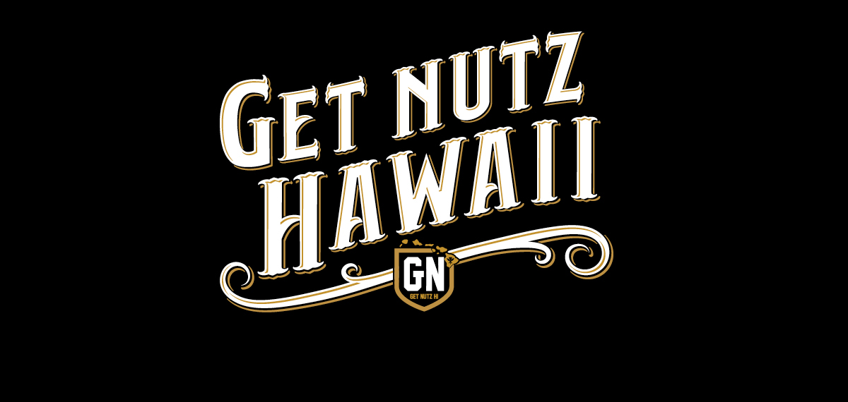 get nutz hawaii logo on a black background