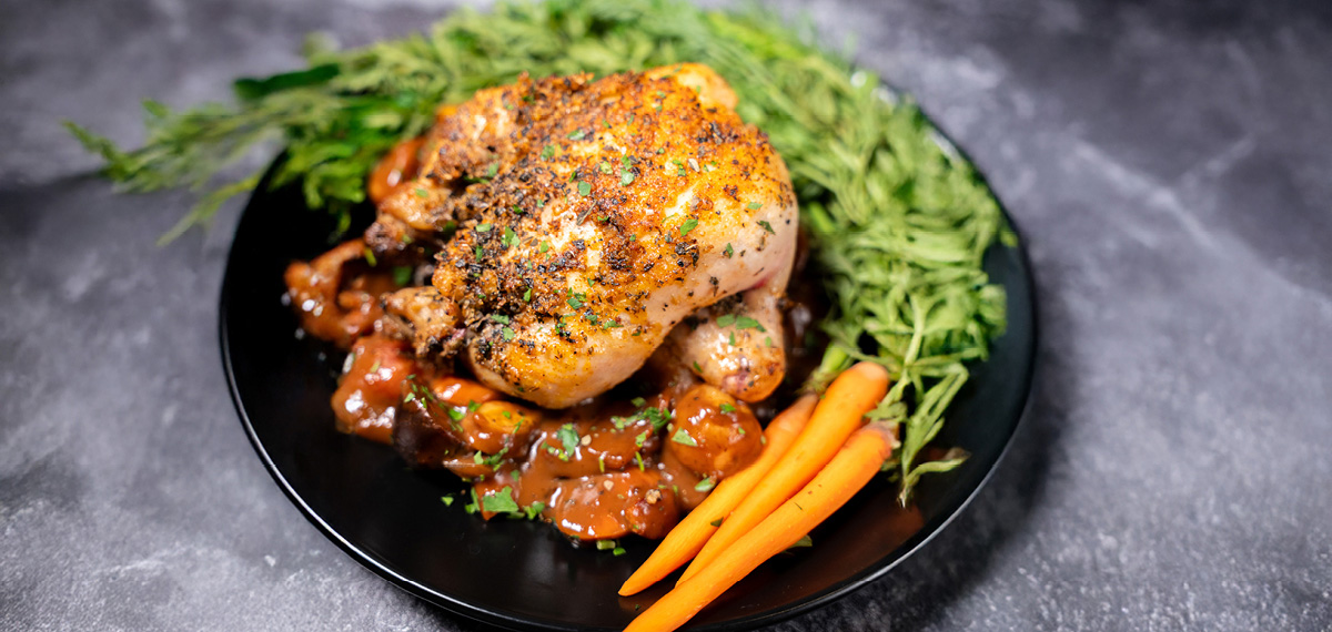 Cornish Game Hen Coq au Vin