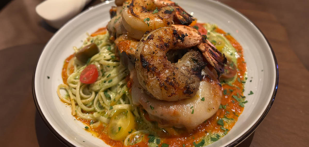 Eggplant Parmesan & Grilled Shrimp