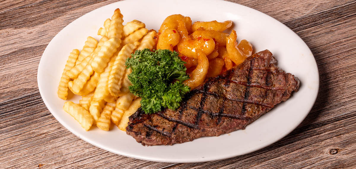Victory's Cafe Father's Day Special - NY Steak & Firecracker Shrimp