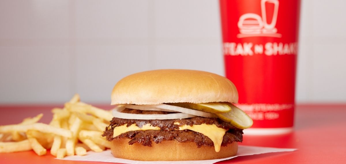 Steak N Shake burger, fries, and drink image