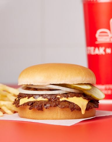 Steak N Shake burger, fries, and drink image