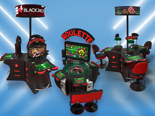 electronic roulette, blackjack, and craps