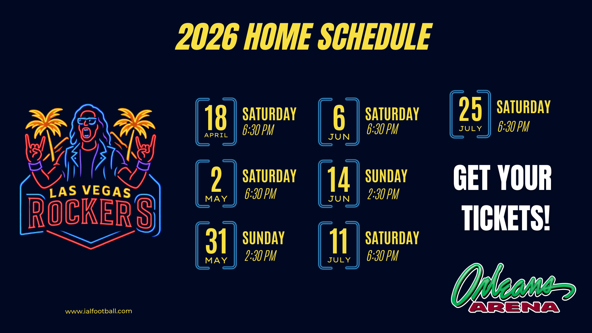 Las Vegas Rockers 2026 Game Schedule