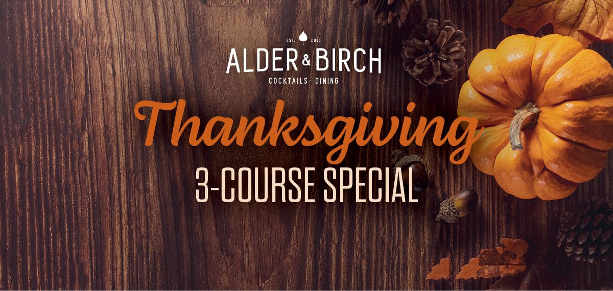 alder and birch thanksgiving special on wooden background