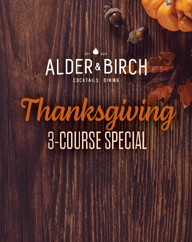 alder and birch thanksgiving special on wooden background