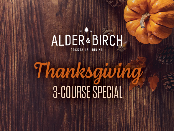 alder and birch thanksgiving special on wooden background