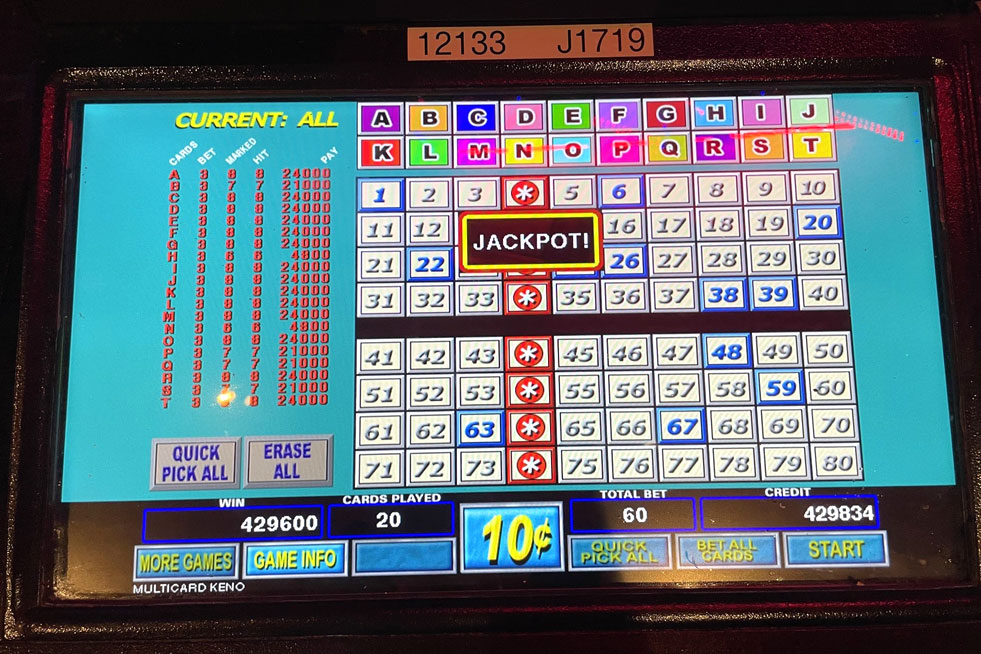 Jackpot Winner Card Keno $42,960