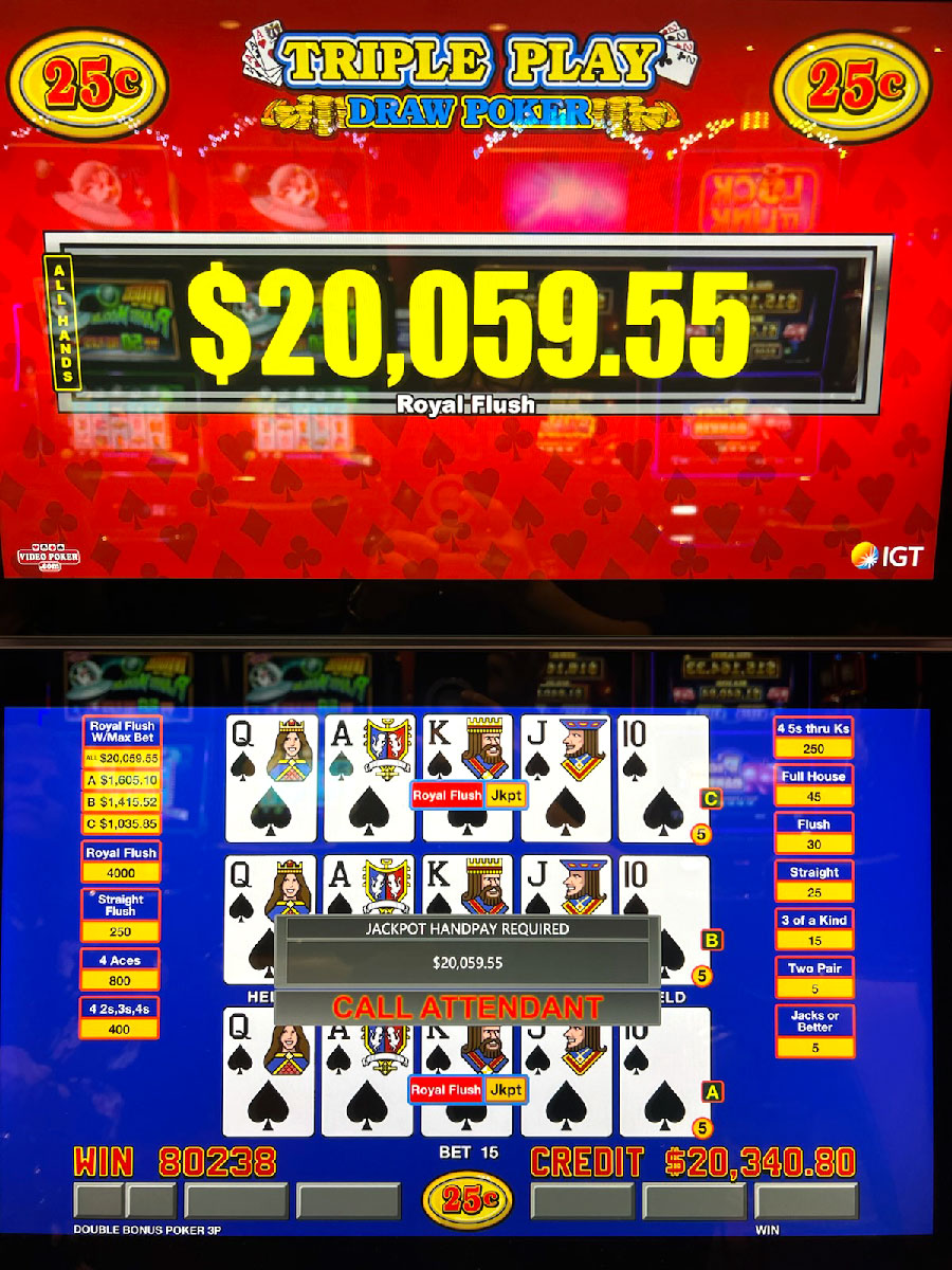 Jackpot Winner Triple Play Progressive $20,060