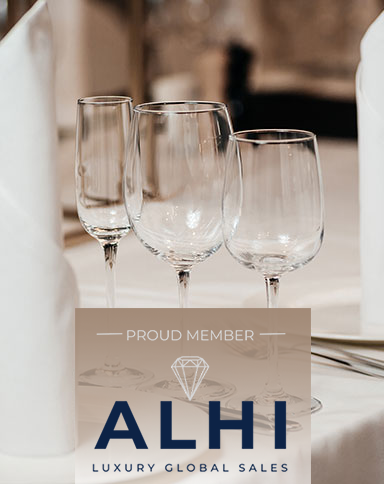 wineglasses on a table image with ALHI logo