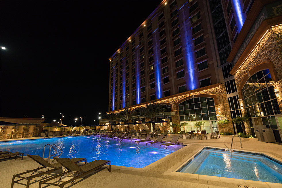 Resort Pool at Night at Delta Downs Aquatic Center