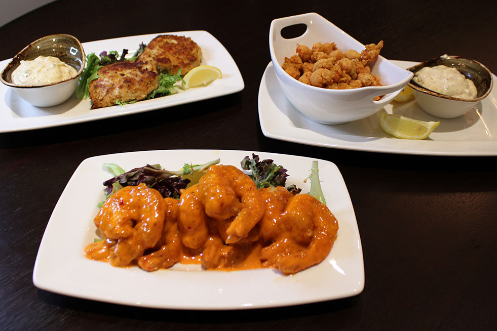 Voodoo Shrimp, Crab Cakes, and Fried Crawfish at The Spotted Horse