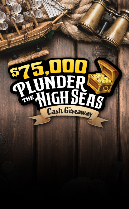 plunder the high seas cash giveaway logo and pirate theme
