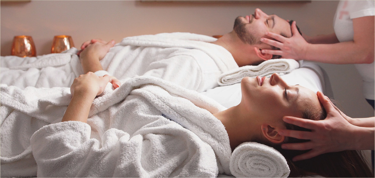 couple in the spa getting massages