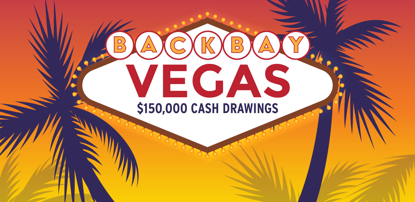 Backbay Vegas $150,000 Cash Drawings logo and palm trees