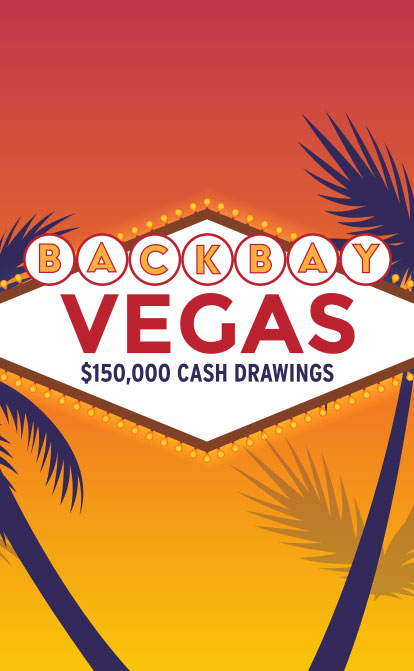 Backbay Vegas $150,000 Cash Drawings logo and palm trees