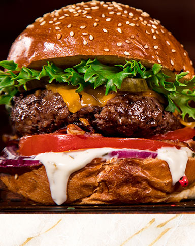 charter 18 modern tavern marble background with burger