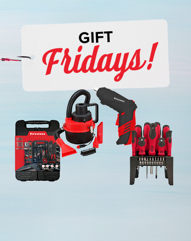 Promo graphic with tools and the text ‘GIFT Fridays!'