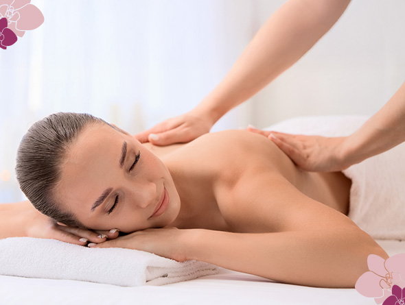 massage with flowers in the corners