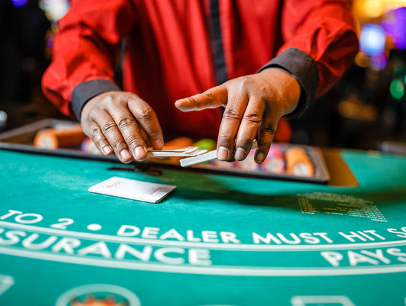 Dealer Shuffling Blackjack cards image