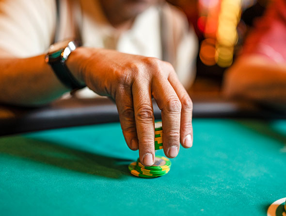 Player with chips in blackjack image