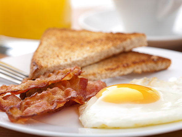 Bacon, eggs and toast image