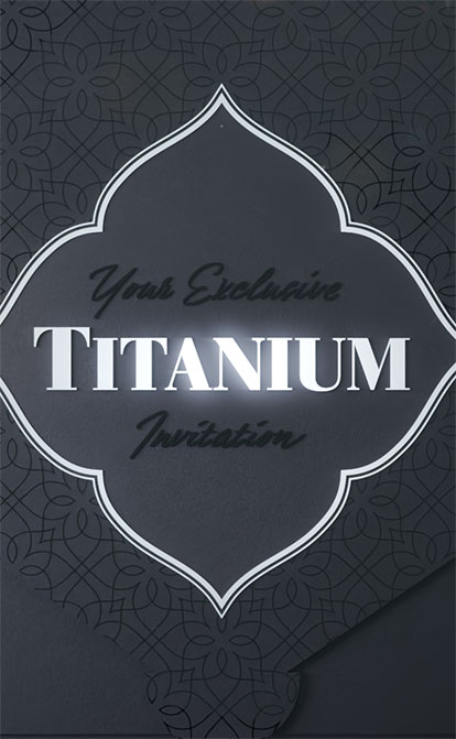 Your exclusive Titanium Invitation on a fancy charcoal background