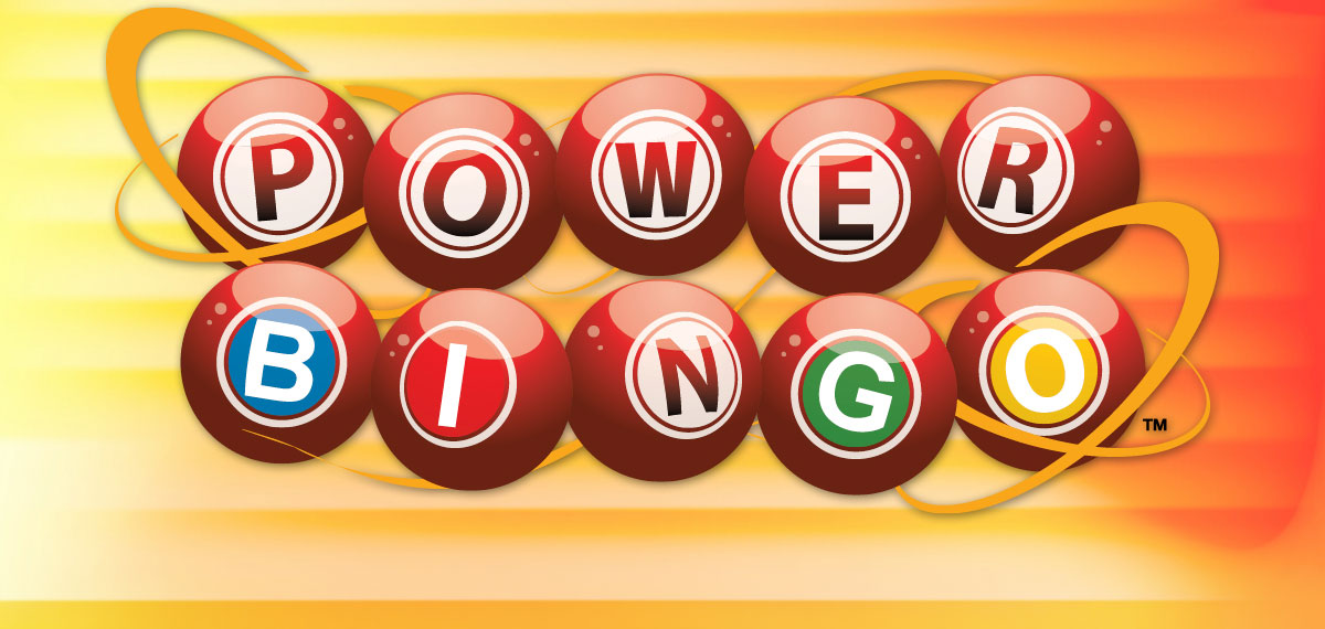 power bingo logo on a textured yellow and orange background